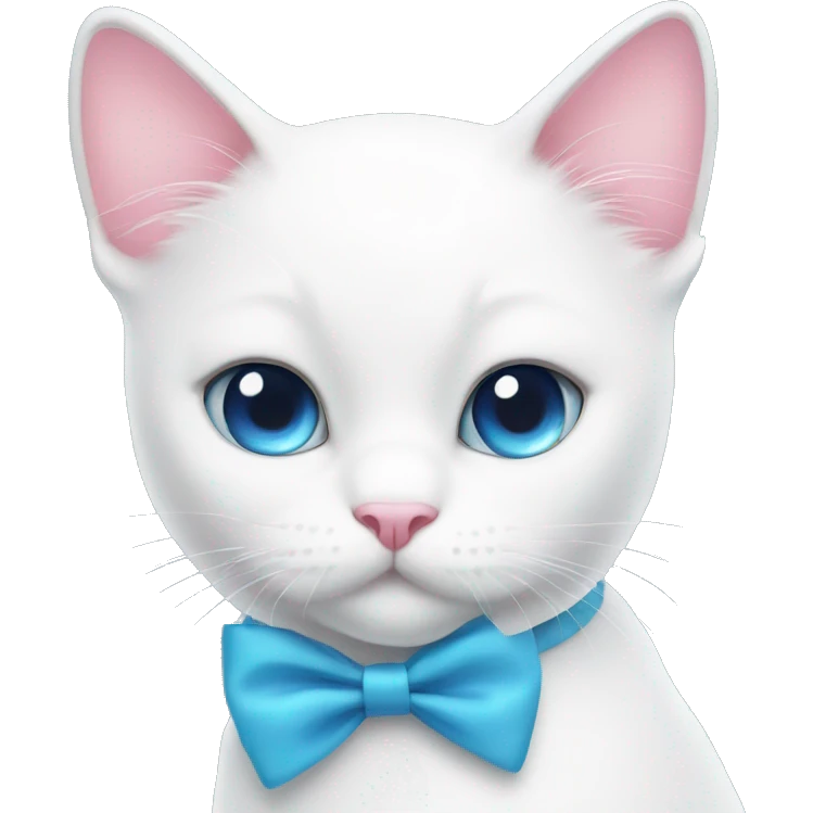 White cat pink bow blue eyes  emoji
