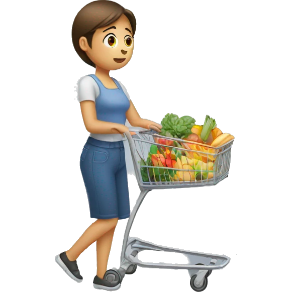 person looking disappointed pushing a grocery cart emoji