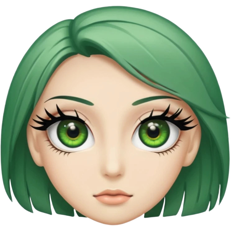 false eyelashes green eye, big lashes anime eye emoji