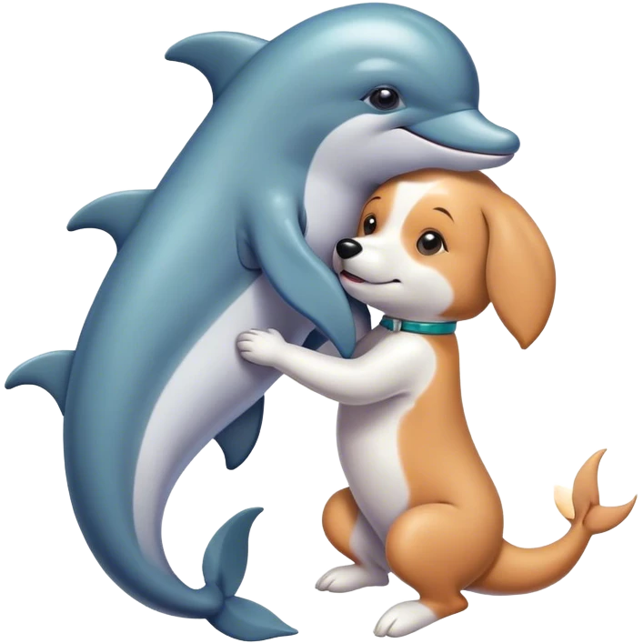 Dolphin and dog hugging emoji