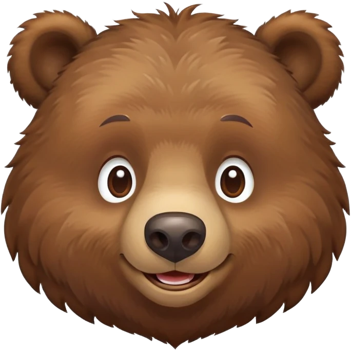 Happy Russian brown bear head, smiling, front view emoji