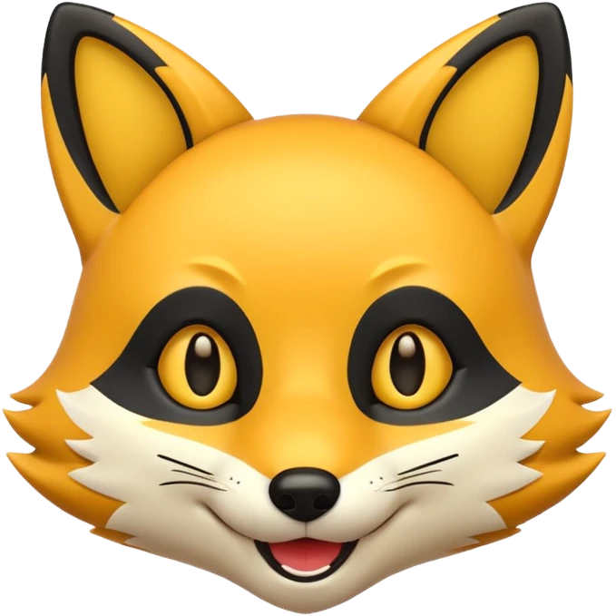 emoji hewan rubah berwarna kuning hitam emoji