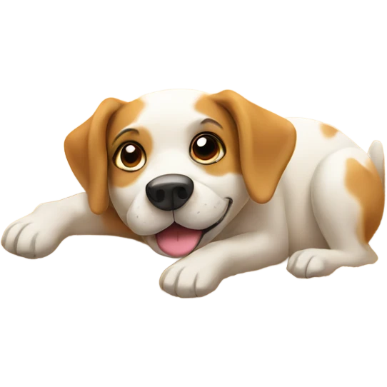 Dog sunbathing in the sand  emoji