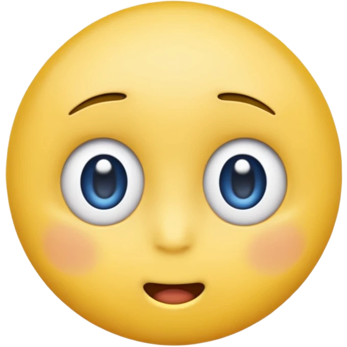 classic round yellow emoji face, iOS/Apple-style, anime shock expression, upper half shaded with dark blue, large round eyes, straight mouth, cute and emoji-like emoji