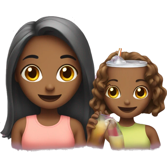 Girls hanging out with drinks emoji