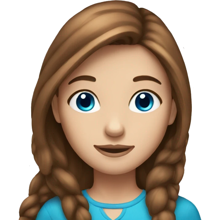 girl with long brown hair, fair skin, blue eyes emoji
