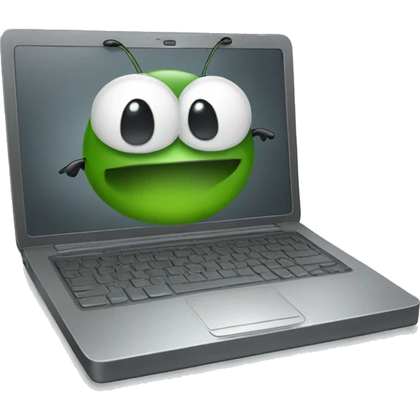 laptop with bug emoji