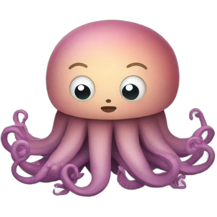 Cute kraken cute face eyes closed making yoga emoji