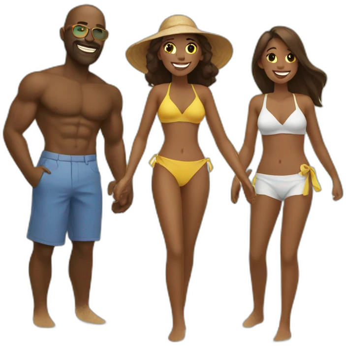 family at a beach emoji