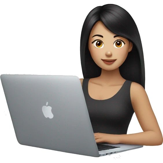 black-hair-asian-girls-with-MacBook emoji