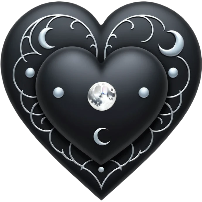 goth themed heart with moon phases emoji