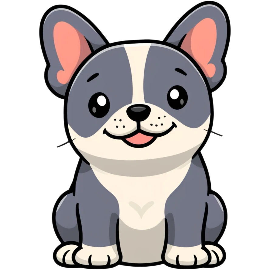 cute french bulldog smiling emoji