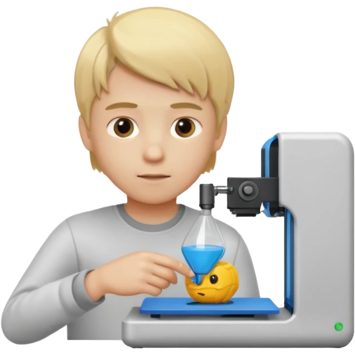 Boy with blonde hair using 3D Printer emoji