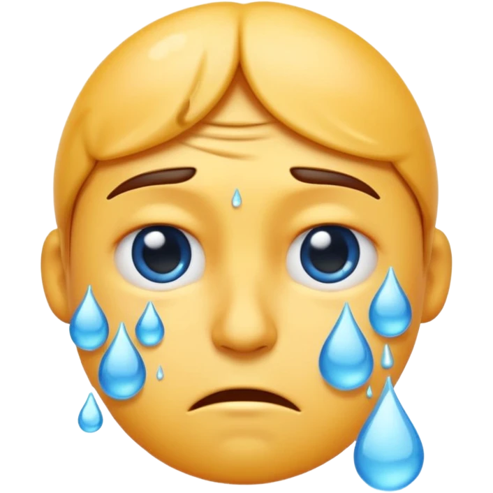 Apple-style emoji illustration of a person sweating, drops of water color, overheated face with sweat drops, half-closed exhausted eyes, annoyed or angry expression, soft 3D emoji style, smooth gradients, rounded shapes, centered composition. emoji