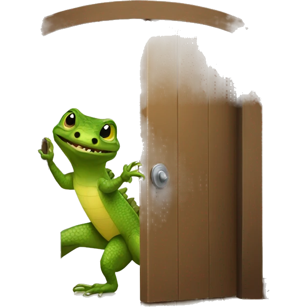 lizzard opening a door emoji