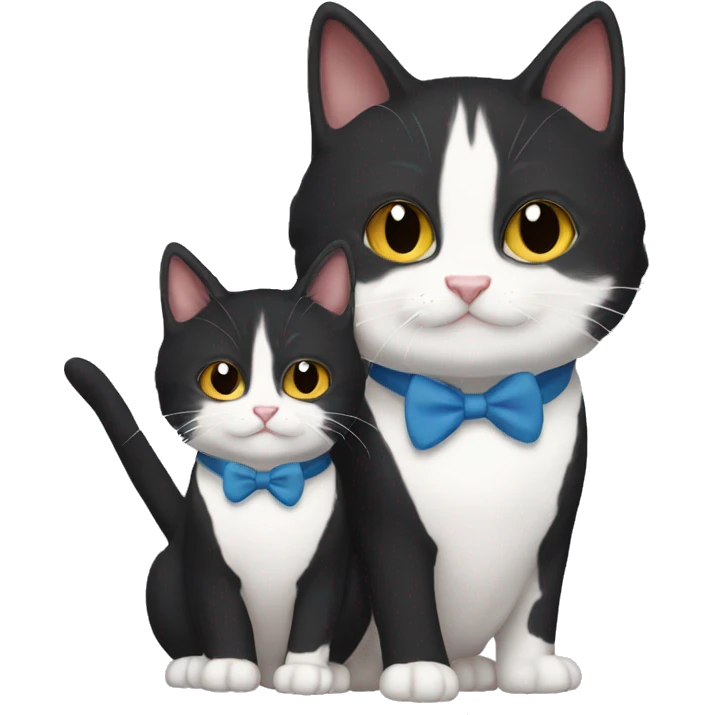 Adult male tuxedo cat with kitten male tabby cat  emoji