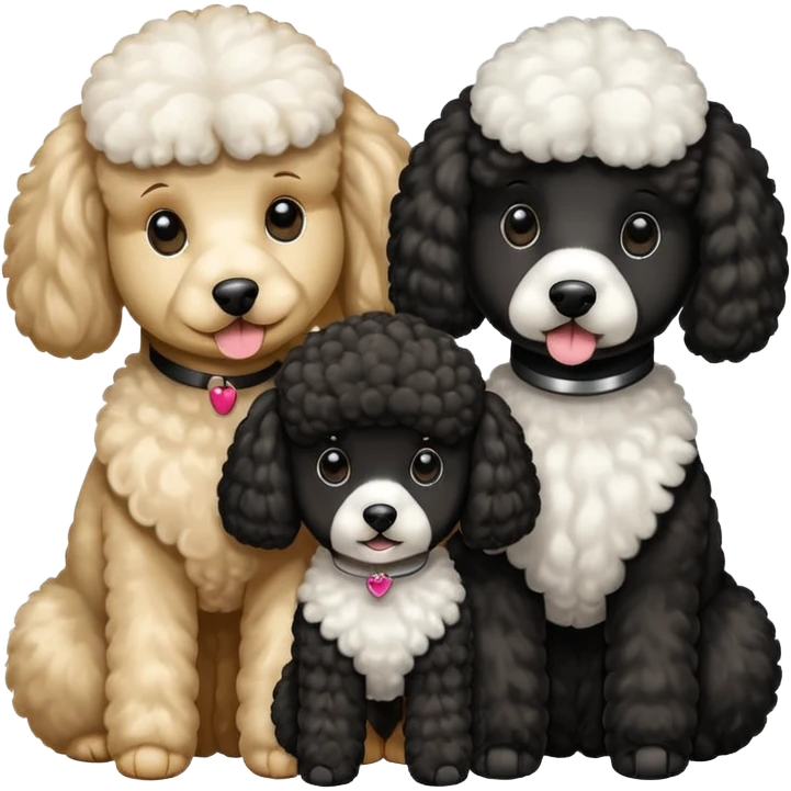 1 poodle blanca y 2 poodle negras emoji