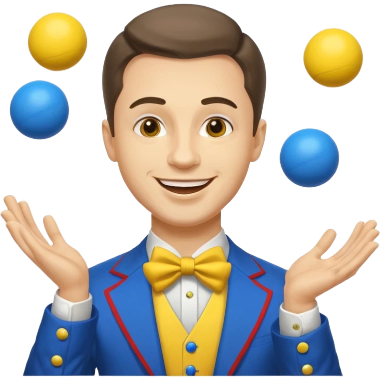 circus juggler zelensky juggling two balls blue and yellow emoji