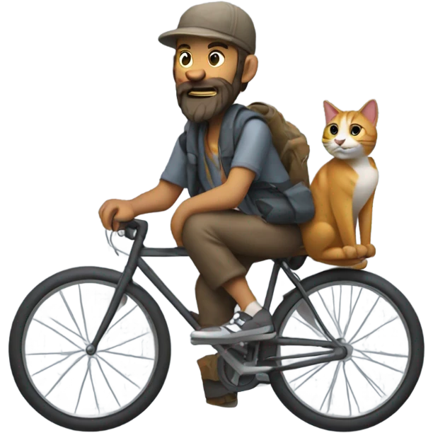 Cycling hobo with a cat on shoulder  emoji