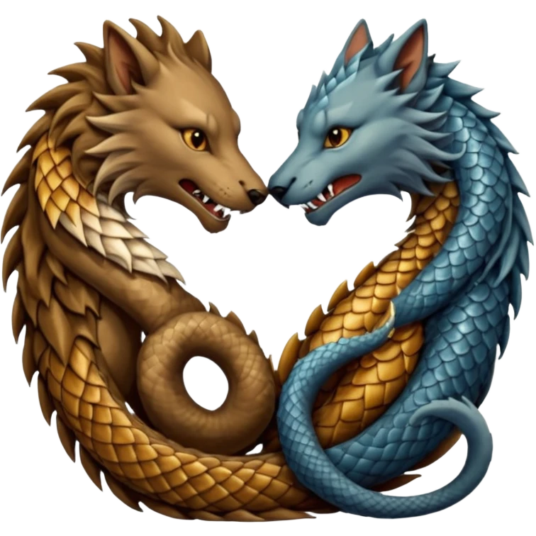 A wolf, a lion, a dragon (all eating each other's tail) ouroboro emoji