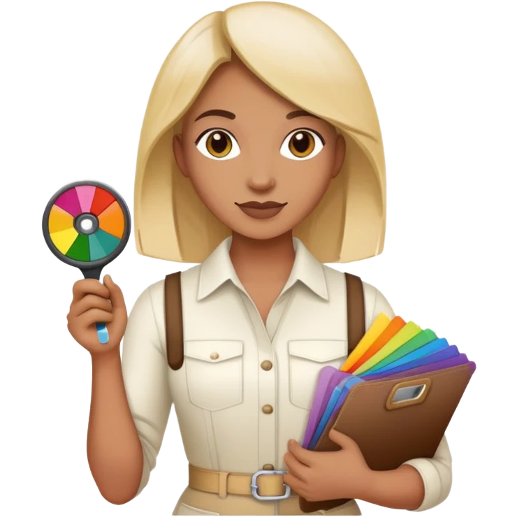 Interior designer with color swatches and measuring tape emoji