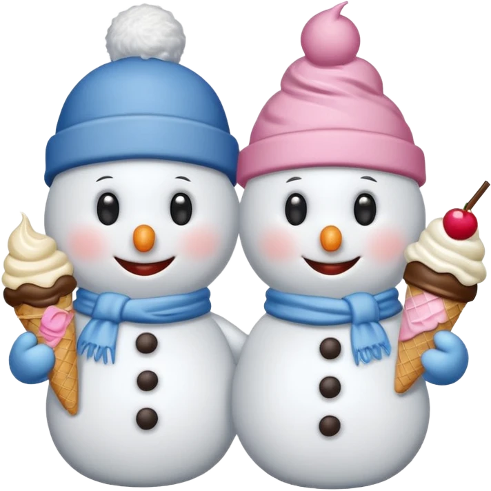 snowmen wearing cap with ice cream emoji