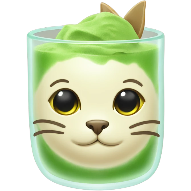 cat head cute inside of a matcha glass emoji