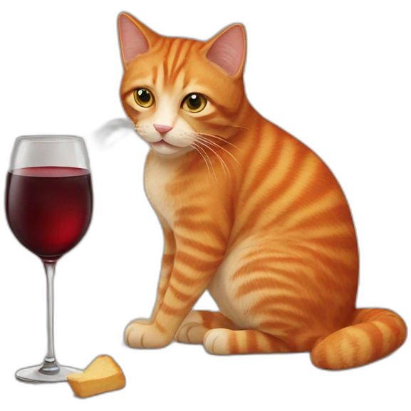 Ginger cat drinking red wine emoji