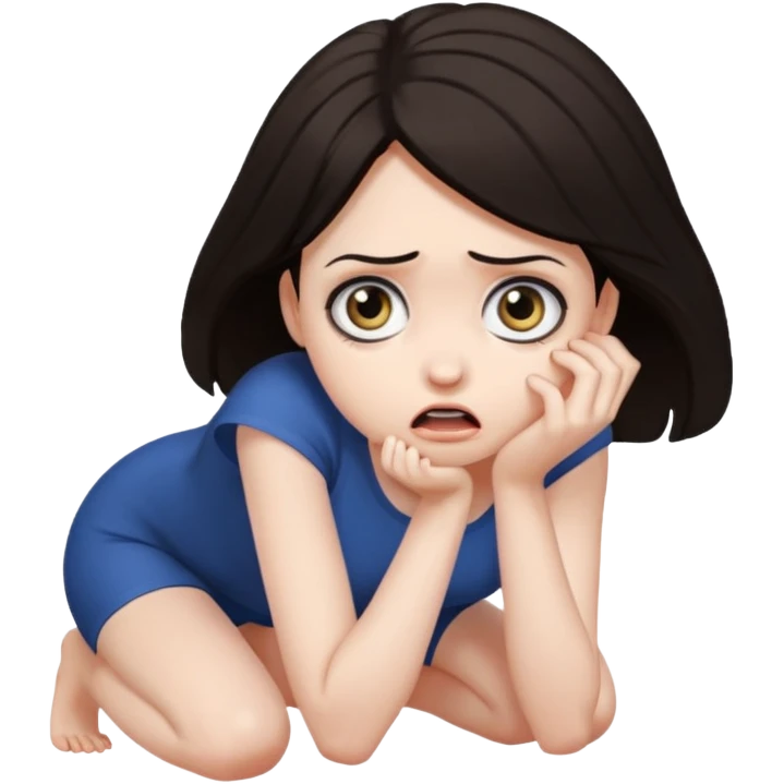 frightened woman crouching emoji