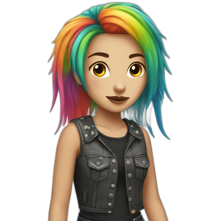 Rainbow hair punk girl emoji