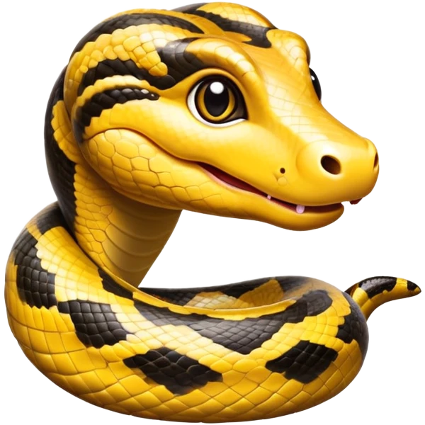 cinematic-cute-anaconda-portrait-emoji,-head-tilted-playfully-and-inquisitively,-with-a-sleek,-shimmering-body-adorned-with-detailed-scale-sriped patterns-and-round,-sparkling-eyes-full-of-wonder,-simplified-yet-irresistibly-adorable-features emoji