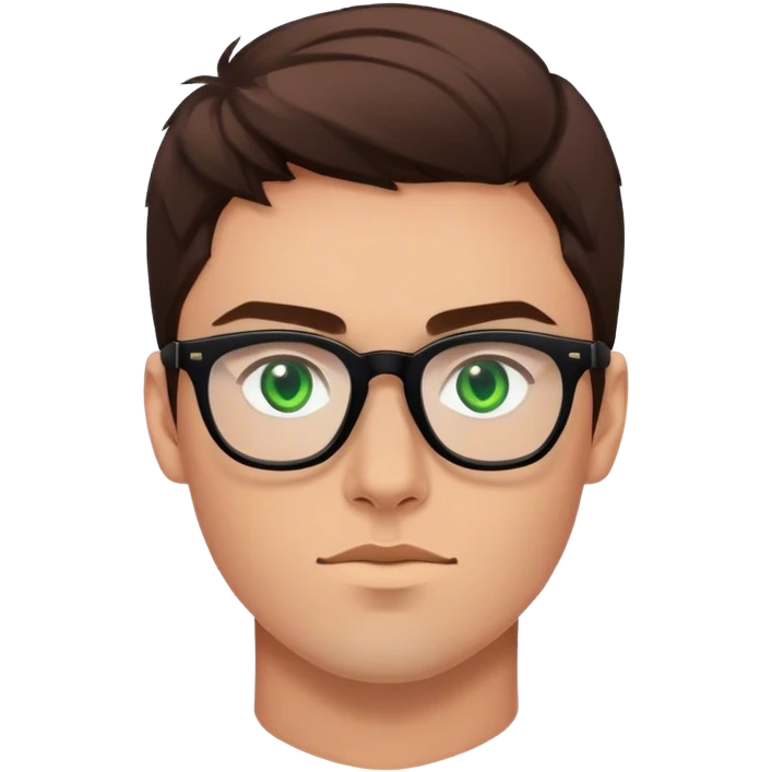 A 27 years old young Nordic man with green eyes, black glasses and brown hair emoji