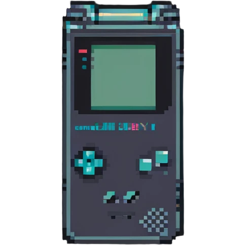 A retro pixel art GameBoy game cartridge with vibrant colors emoji