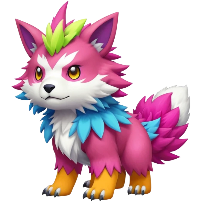 Colorful kawaii cool edgy Digimon-Fakemon-animal full body emoji