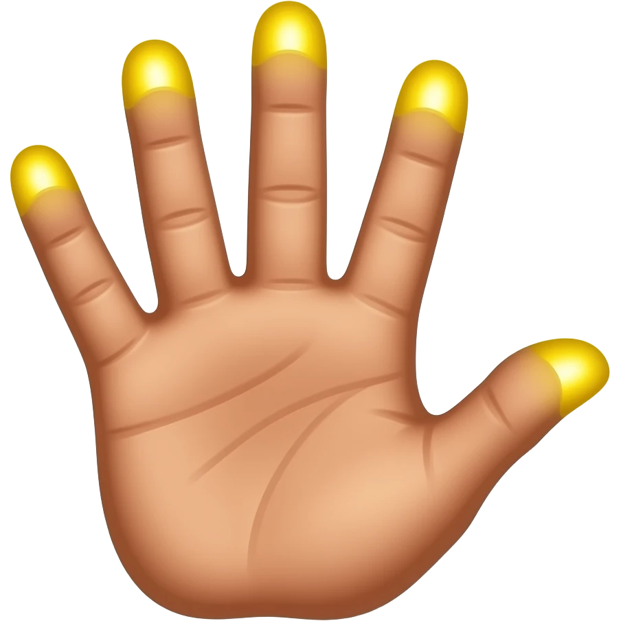 4 open fingers tumb closed the nails should be blinking emergency lights emoji