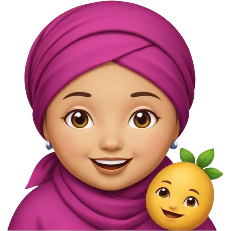 Cute emoji female chubby with a berry she is tan and moroccan  emoji