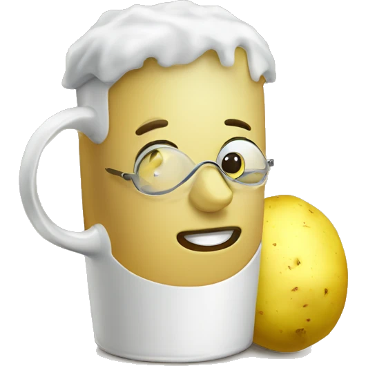 a potato drinking lemon tea  emoji