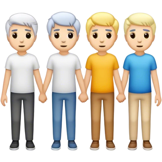 Three men holding hands, all white with different hair colors  emoji