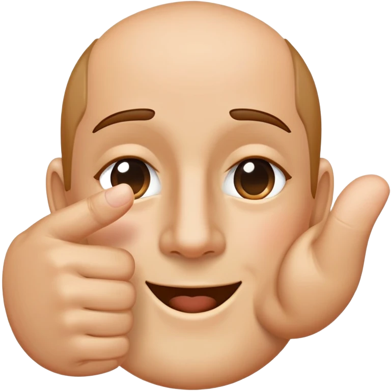 voglio che ci sia una faccia in cui la mano con il pollice sinistro  alzato e le altre dita della mano sinistra coprano orizzontalmente gli occhi e la mano destra distanziata dalla faccia fa il simbolo della L con l'indice verso l'alto e il pollice verso sinistra emoji