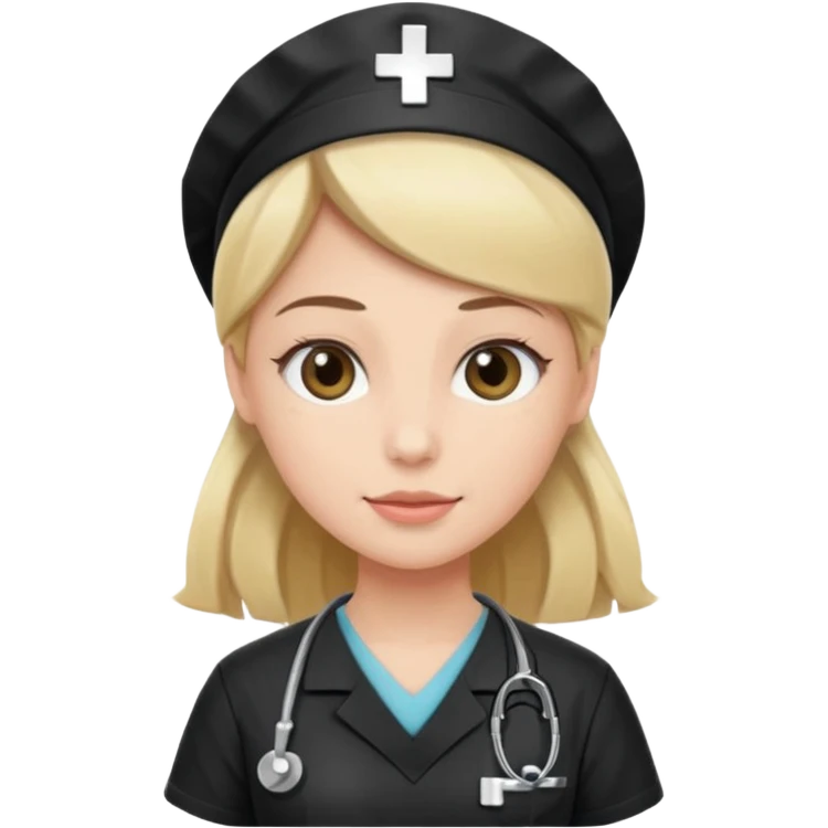 Nurse wearing black emoji