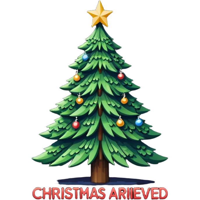 un arbol de navidad en lo lejos, y haiga un texto super bonito que diga "Llegó la navidad", y un fondo navideño (que sea en pixel art, toda la imagen) emoji