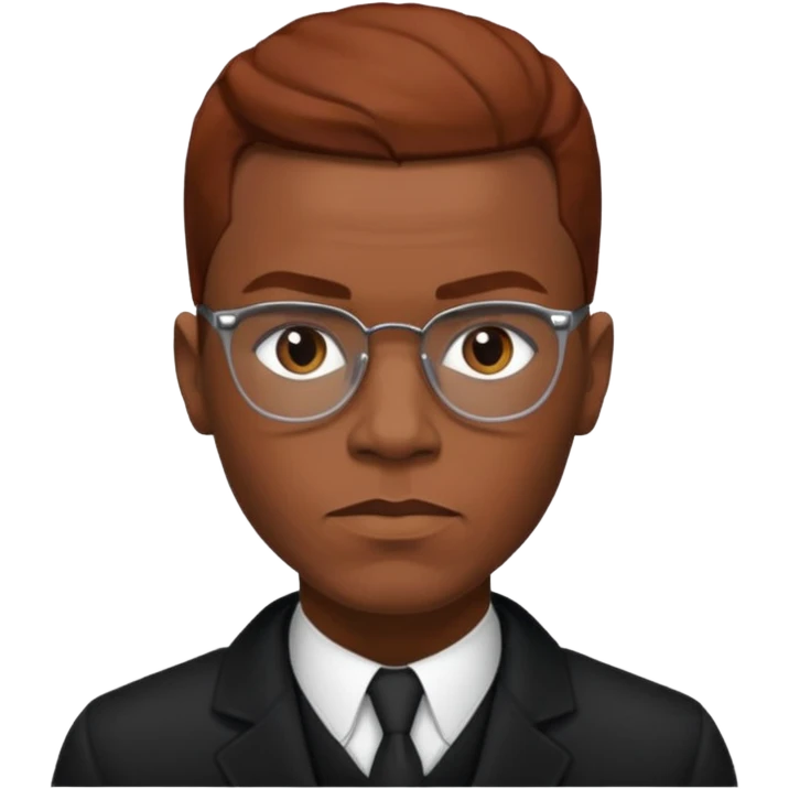 Malcolm X with reddish brown hair, dark brown outfit  emoji