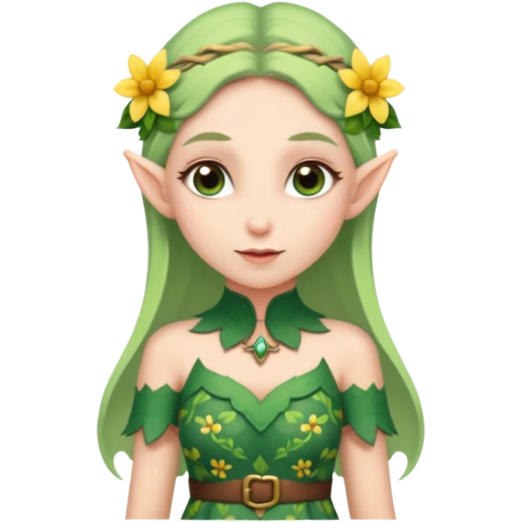 elf wearing flower pattern dress, Half Body. emoji