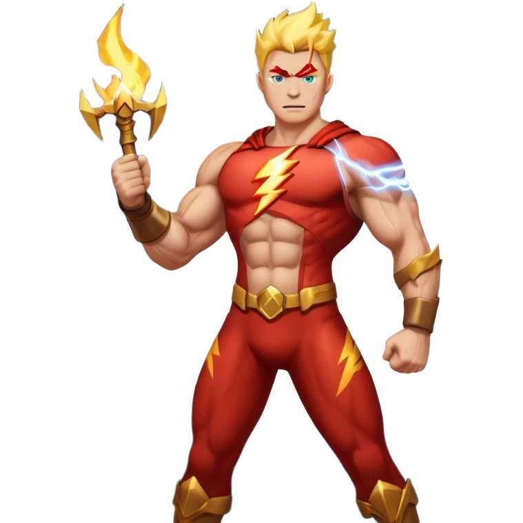 A hero standing tall, with lightning bolts and fire surrounding them emoji