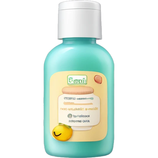 facial scrub bottle with label emoji