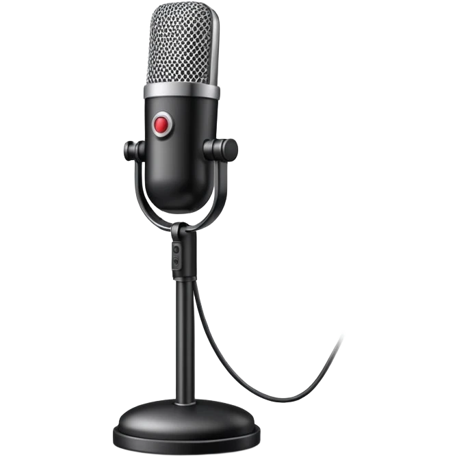 cardioid podcast microphone, with its base emoji