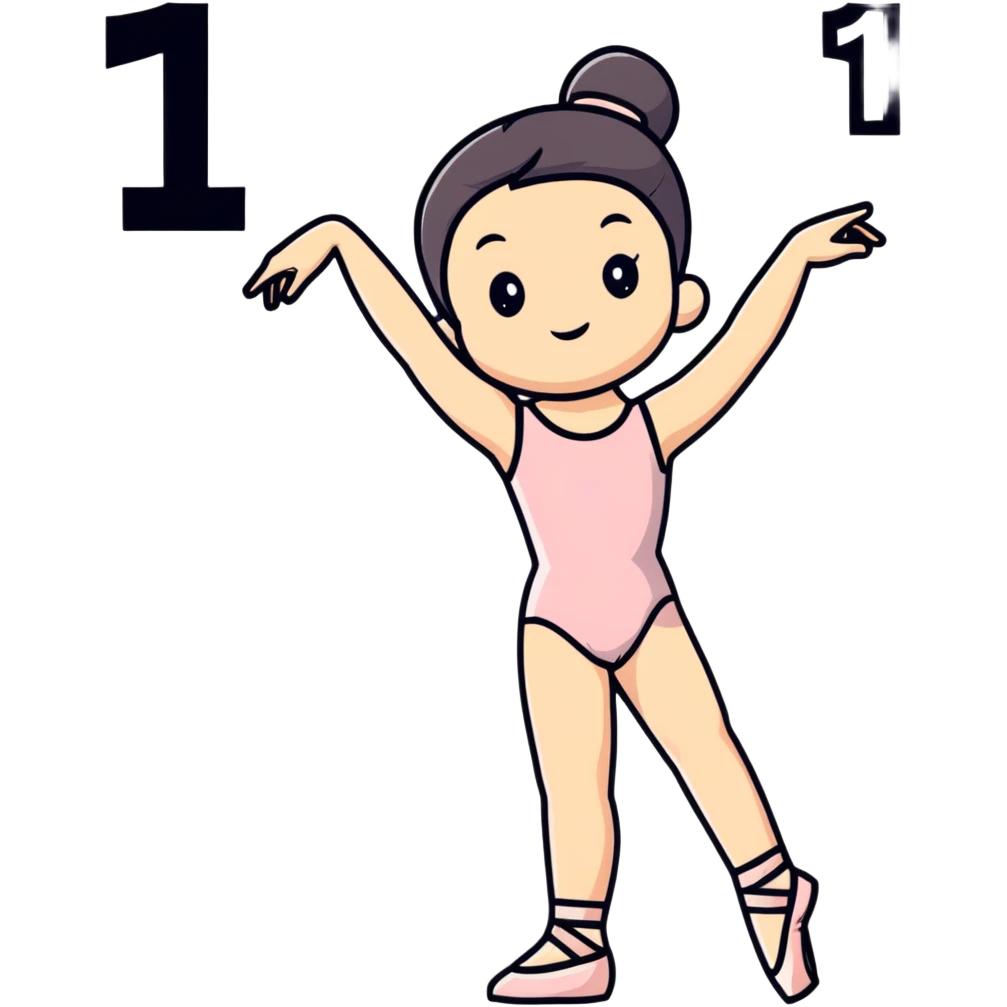 Ballet dancer in a leotard holding number 1 emoji