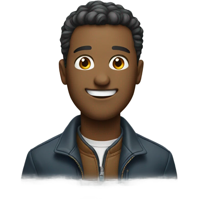 smiling man in jacket emoji