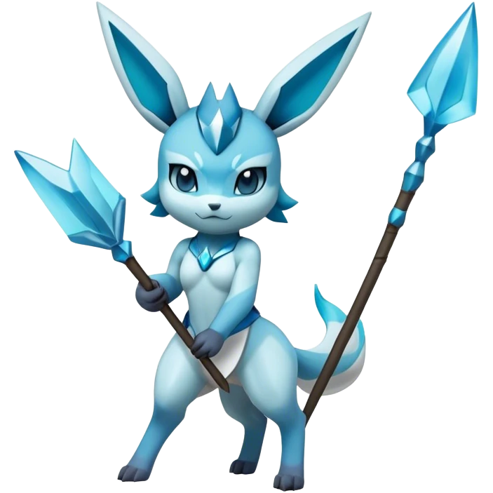 The Pokémon Glaceon carrying a spear on her back emoji
