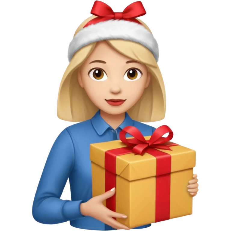 woman courier holding gift box emoji